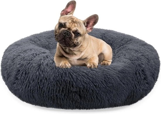 Cuscino Donut per Cani Rond 70cm - Materiale Zucchero a Contatto con la Pelle, Lavabile, Antiscivolo (Grigio Scuro)