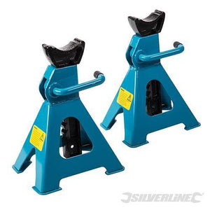 2 Cavalletti per Auto cricchetto regolazione da 3 e 6 Tonnellate Silverline - 6 tonnellate