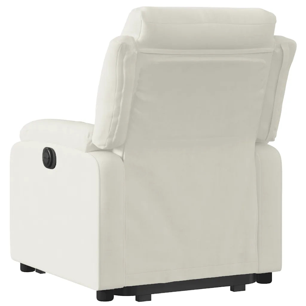 Poltrona Alzapersona Reclinabile Elettrica Crema in Velluto 3205123