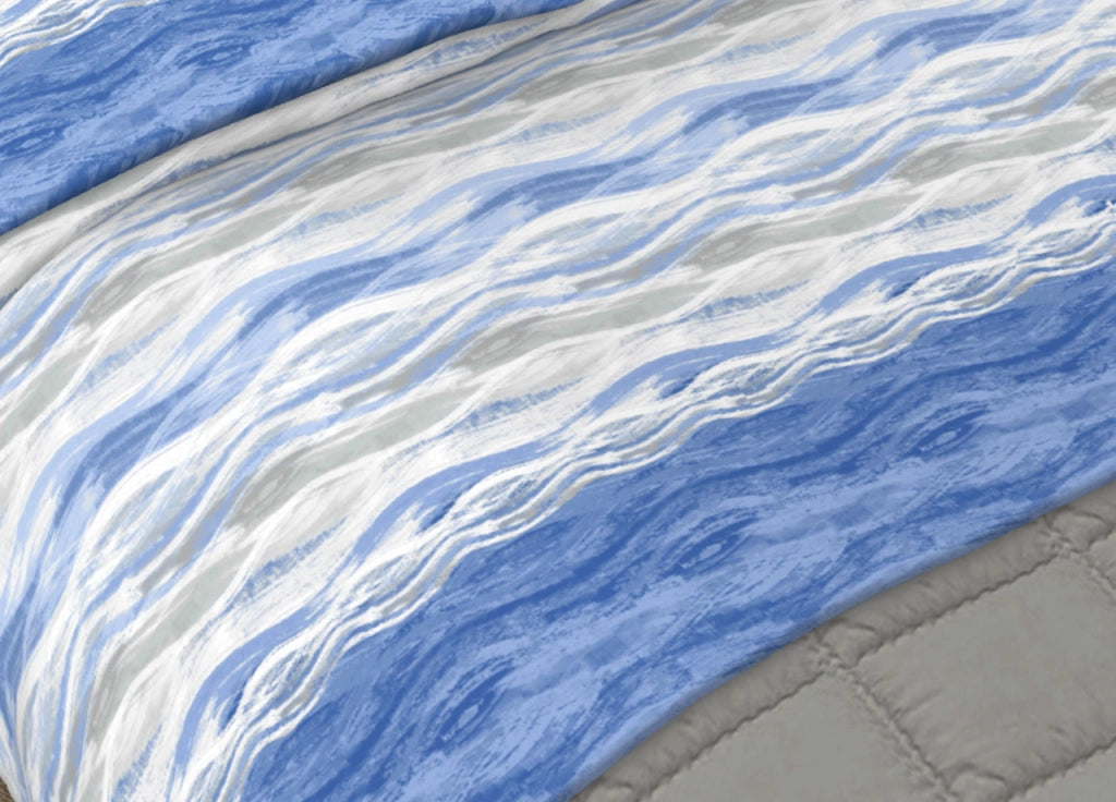 Completo Lenzuola Matrimoniale 100% Cotone Made Italy Disegno Pretty - 1 Piazza Singolo - Azzurro