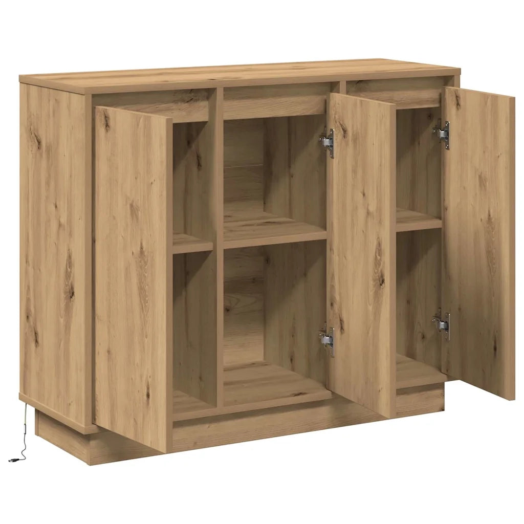 Credenza | Madia LED Rovere artigianale 90 x 32 x 75 cm Legno multistrato