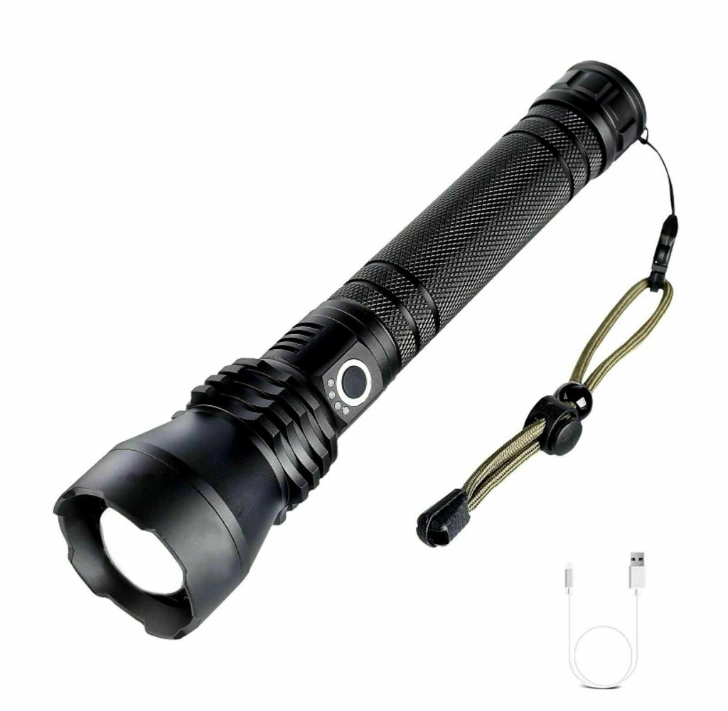 Torcia 80000W RICARIBILE A LED CREE CON zoom doppia batteria BL X82 P50