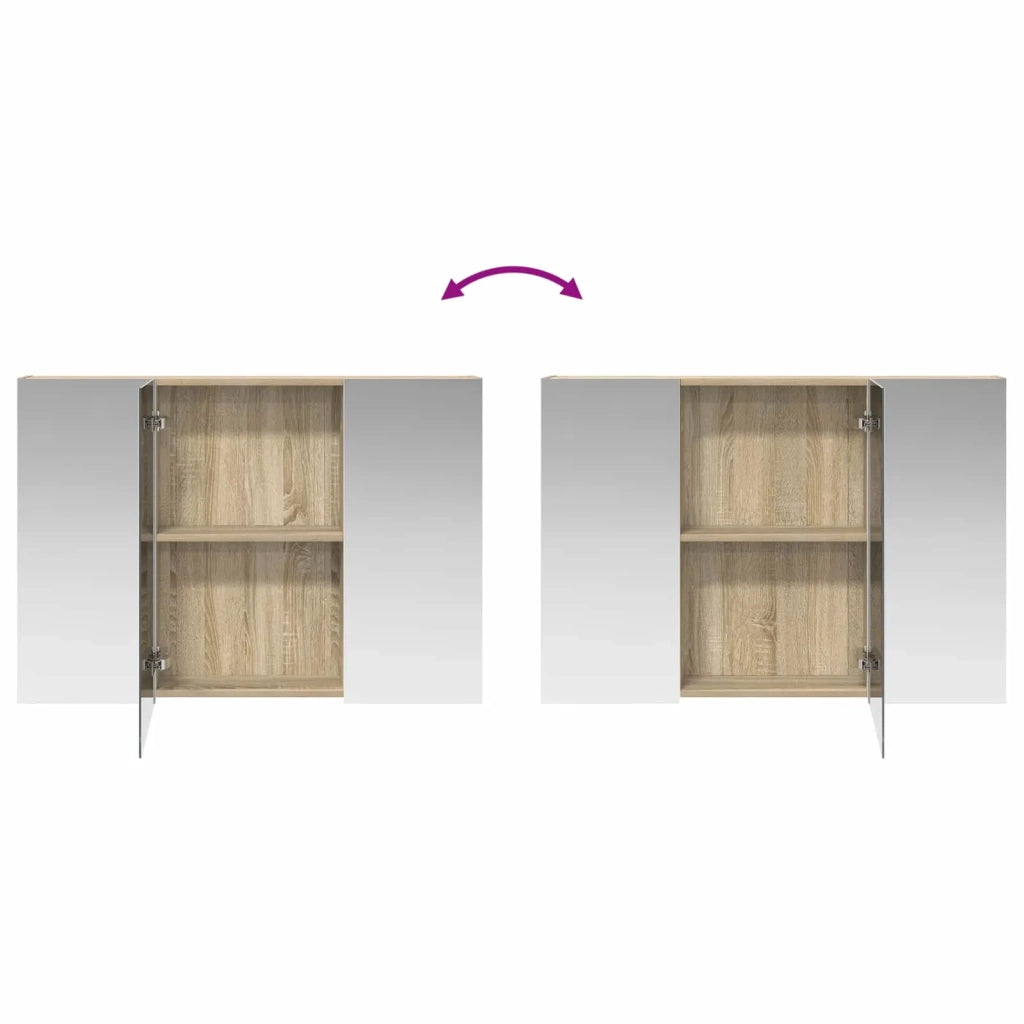 Mobiletto per specchio da bagno con lo scaffale Rovere Sonoma