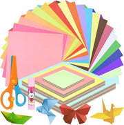 Kit di Piegatura Origami - 402 Pezzi - 4 Formati - Con Penna Adesiva e Taglierino - Doppia Faccia - Carta da Piegatura Quadrata - Per Fai da Te - Arte Artigianato Scuola - Bambini Adulti