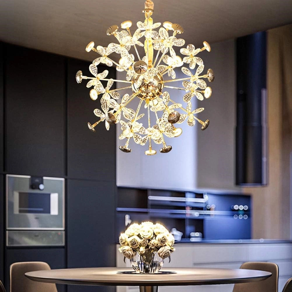 Trade Shop - Lampadario Circolare Creativo A Petalo Cristallo Illuminazione Lampada Camera 92075 -