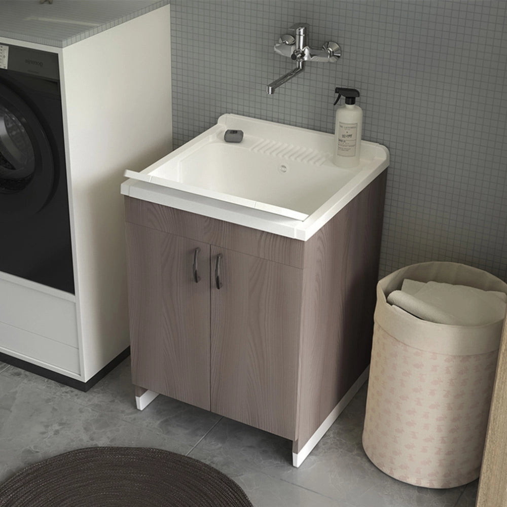Mobile lavatoio 60x50 cm rovere in kit di montaggio con vasca e asse Ikaro