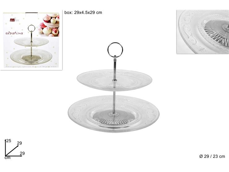 Alzata Alzatina Patisserie Centrotavola in Vetro Angle 2 Posti 29 cm