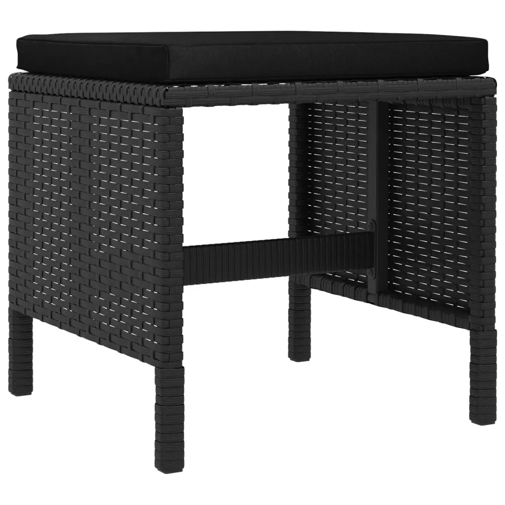 Set da Pranzo da Giardino 6 pz con Cuscini Nero in Polyrattan 363398