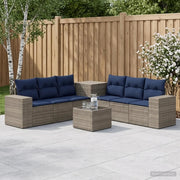 Set di divani 8 pz Grigio e Blu Navy Rattan sintetico e Acciaio 3448493