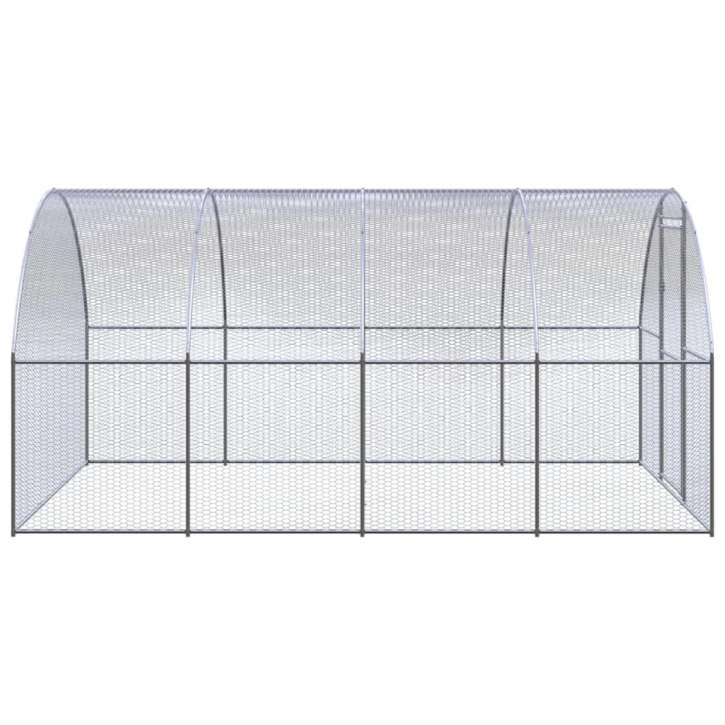 Pollaio/recinto/gabbia per polli da esterno 3 x 4 x 2 m acciaio zincato argento 02_0044011