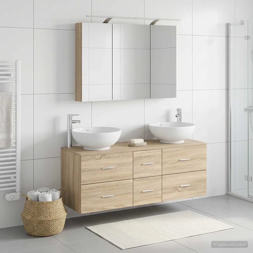 Set di mobili per il bagno 4 pz Rovere Sonoma 3406977