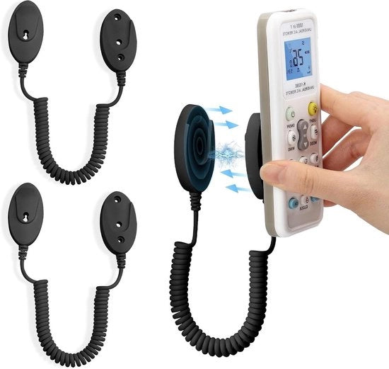 Sostegni magnetici per telecomandi - Bevande sicura - Montaggio a parete - Anti-perdita - Molla retrattile nera - 109 cm - Confezione da 2 pezzi.