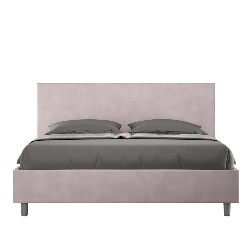 Letto matrimoniale francese senza rete imbottito 140x190 microfibra blu Adele