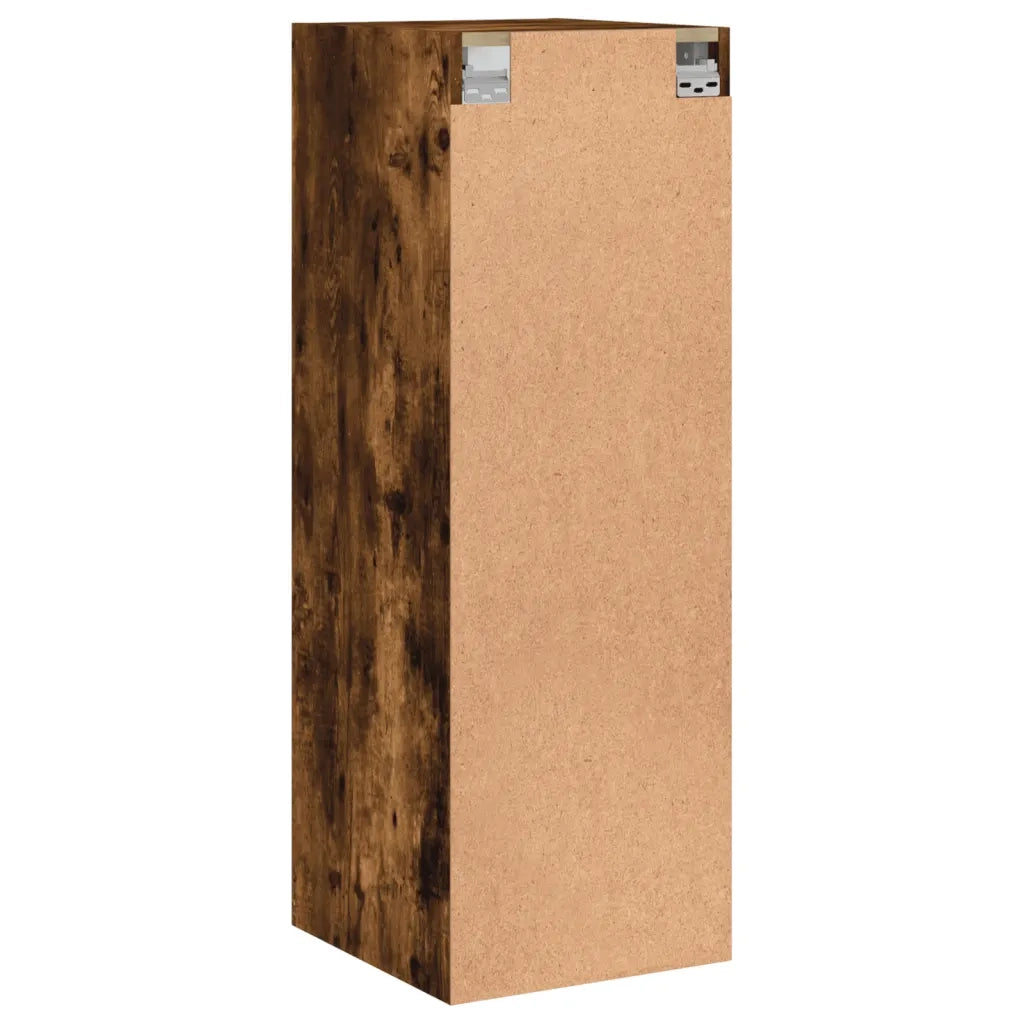 Armadietto a Muro | Mobile a Muro con Ante in Vetro Rovere Fumo 35x37x100 cm