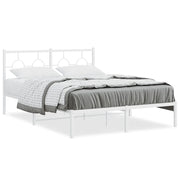 Letto matrimoniale | Letto per adulti | Giroletto con Testiera Metallo Bianco 140x200 cm