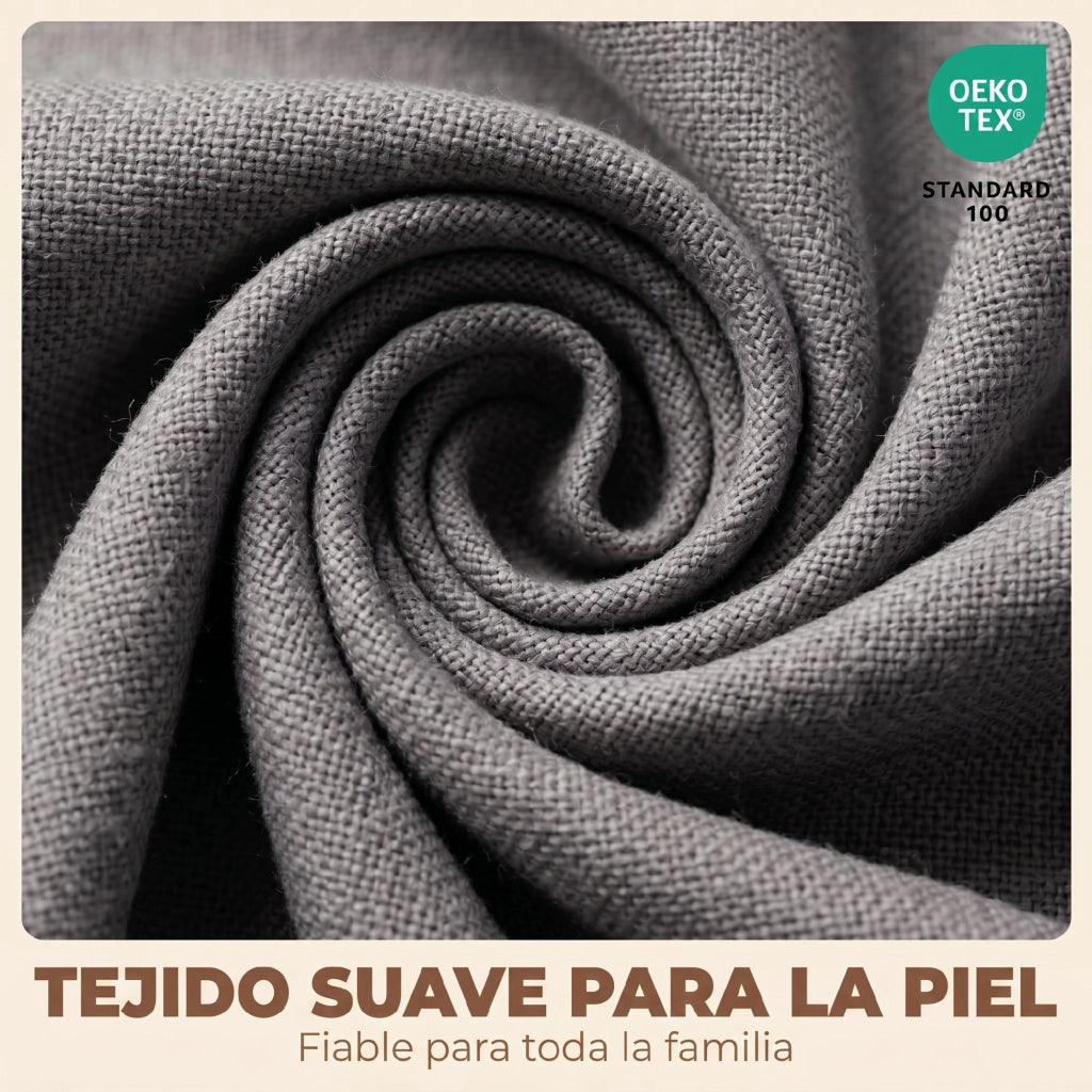 Set di 2 Sedie da Pranzo Imbottite in Tessuto ¨C Zephmum ¨C Grigio Chiaro con Gambe in Legno