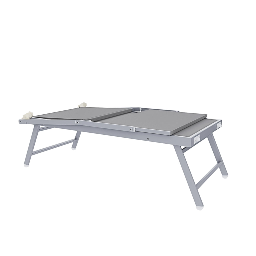 Lettino Grigio Prendisole Pieghevole Professionale In Alluminio E Tessuto Textilene Tettuccio Orientabile Tettino Parasole Sdraio Prendi Sole Mare Spiaggia Piscina Giardino 182 x 60 x 38 cm