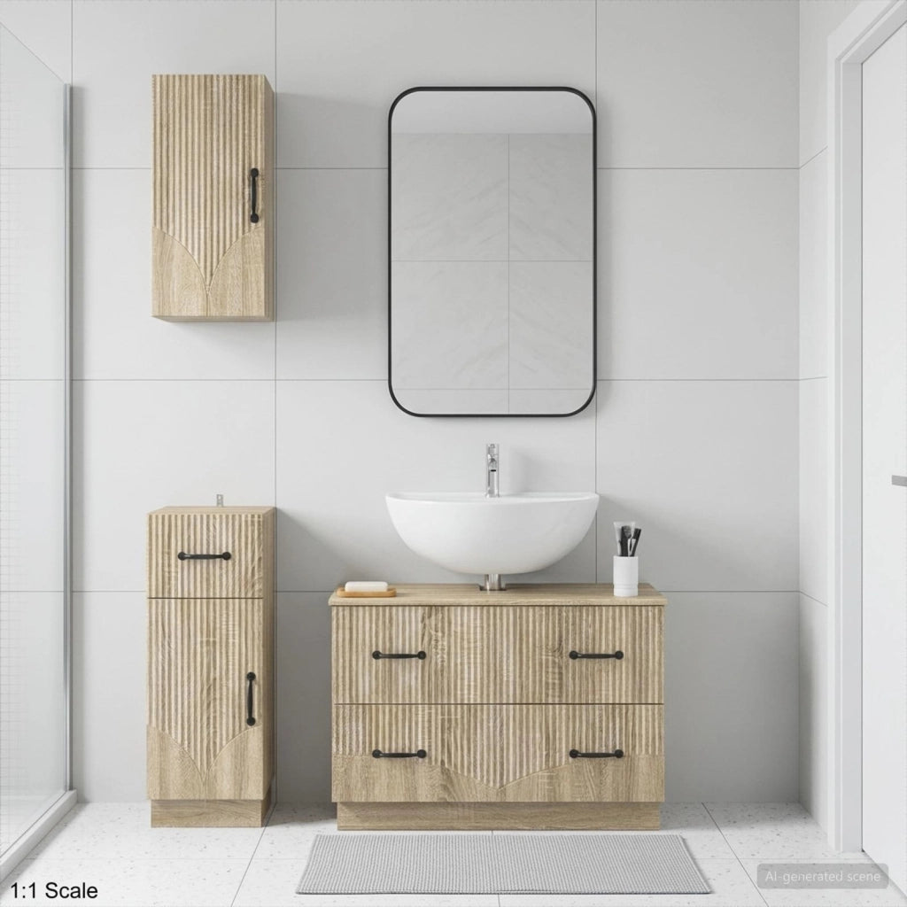Set di armadietti da bagno in 3 pezzi HOORN Rovere Sonoma 3417794
