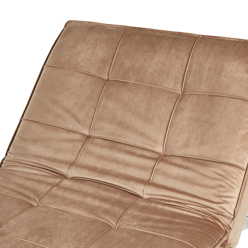 Chaise Longue Velluto marrone chiaro e Poggiapiedi Regolabili Moderna Glamour