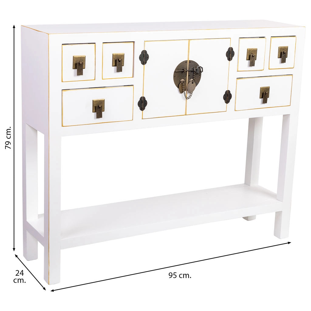 Credenza in legno con 6 cassetti e 2 porte 95x24x79h cm