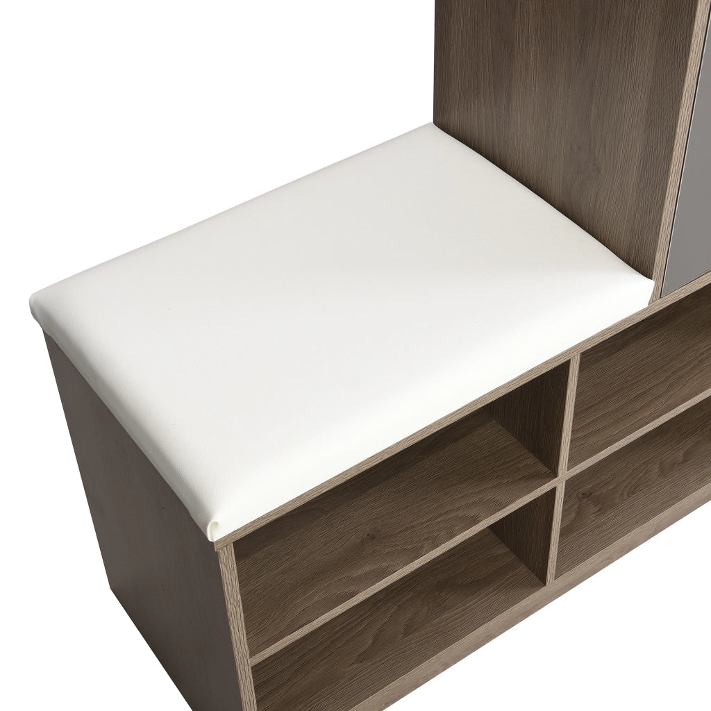 Scarpiera multifunzione con panca imbottita, ripiani regolabili, dispositivo anti-ribaltamento, colore bianco