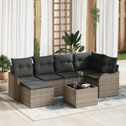 Set di Divani da Giardino 6 Pezzi con Cuscini Rattan Policarbonato Nero