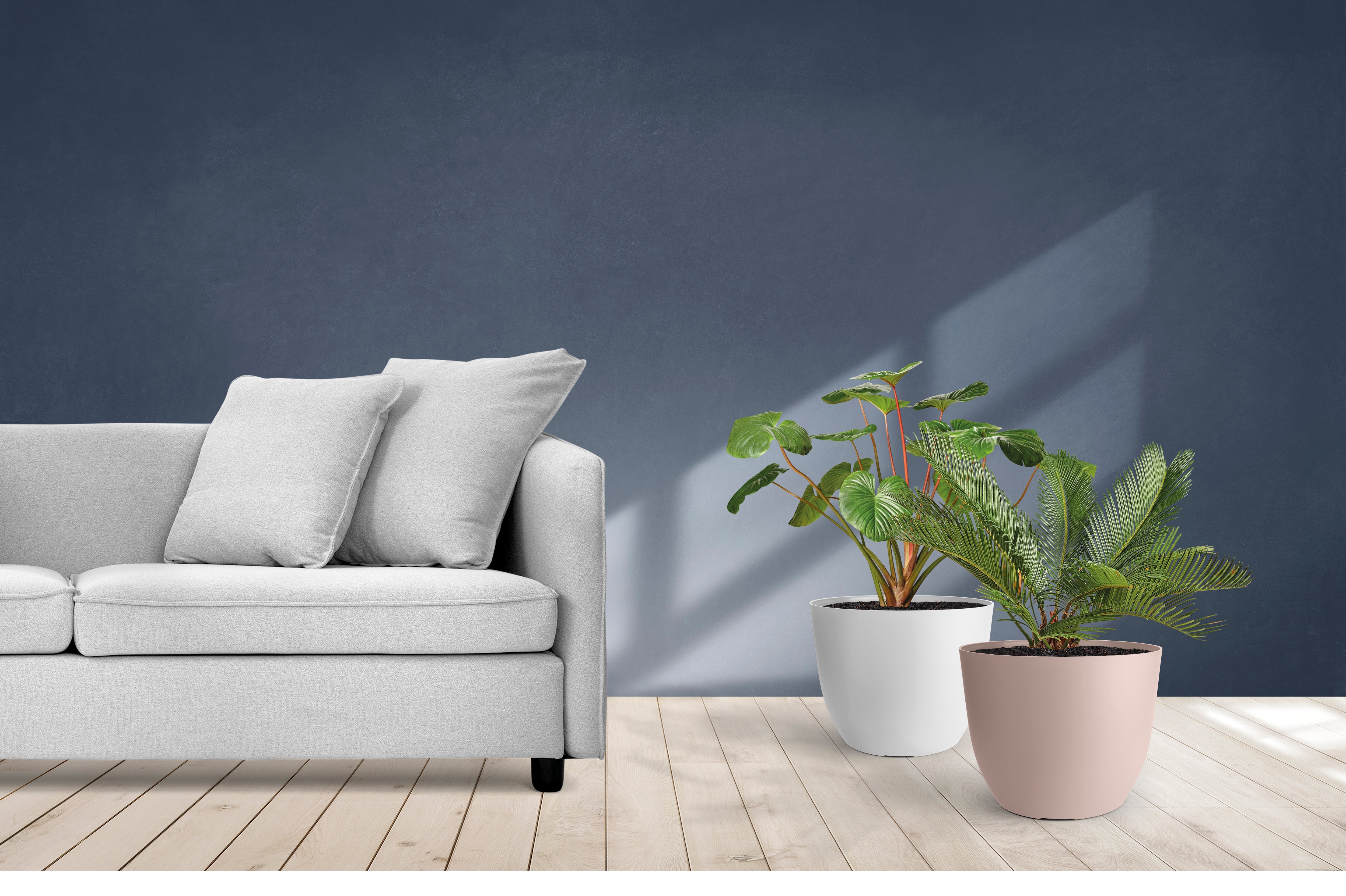 Nicoli vaso rotondo a ciotola Conca Pure in polipropilene, dimensioni diametro cm 38x30h, capacità 26 litri, per interno ed esterno