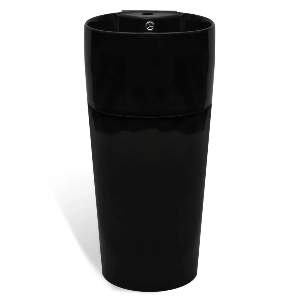 Lavandino Bagno in Ceramica Nera Rotondo con Foro per Rubinetto/ Trabocco cod mxl 51495