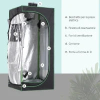 Tenda da Coltivazione Idroponica in Mylar e Oxford 600D per Riflettere la Luce grow box grow tenda 60x60x140 cm