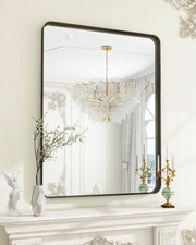 Specchio rettangolare per bagno da 90 x 60 cm - Profonda cornice - Specchio di alta qualità - Regolabile orizzontalmente o verticalmente - Nero