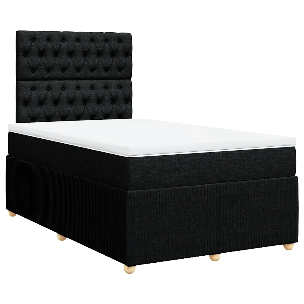 Giroletto a Molle con Materasso Nero 120x200 cm in Tessuto