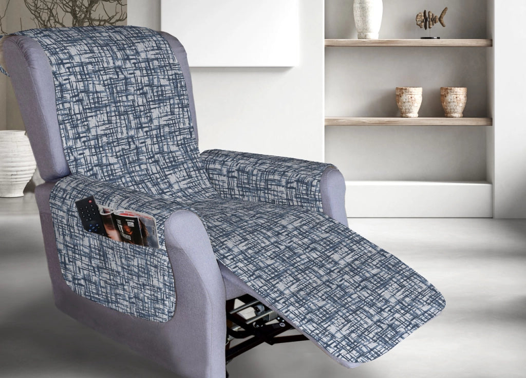 Copripoltrona Reclinabile Trapuntata Reticolo Poltrona Relax Rigata Linea Pensieri Delicati - Poltrona - Blu