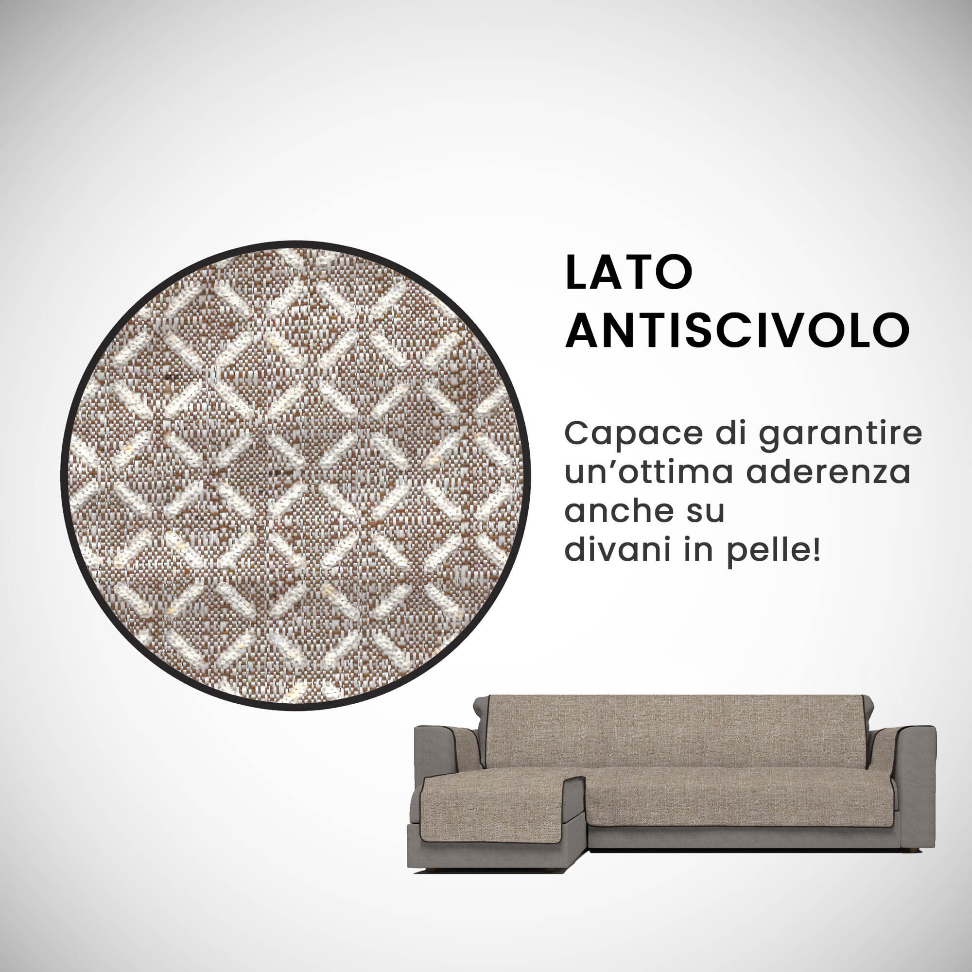 Copridivano in Poliestere con Penisola Sinistra Seduta 290 cm Marrone