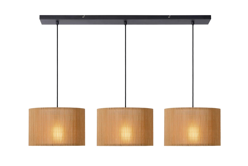 Lampada a sospensione rattan MAGIUS 3xE27 scandinava Lucide