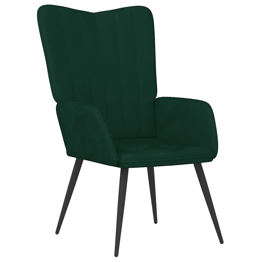 Poltrona Relax | Sedia Relax con Sgabello Verde Scuro in Velluto