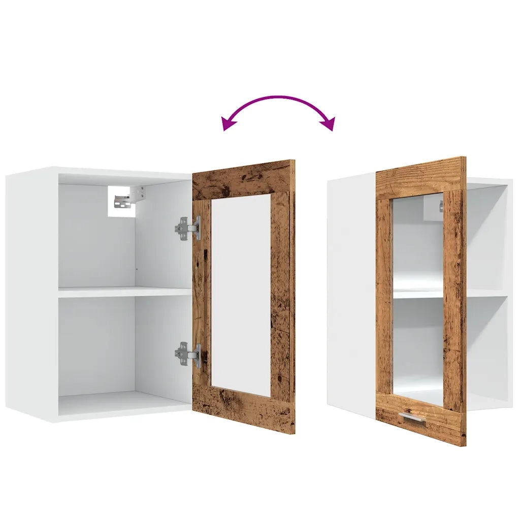 Mobile Pensile Â“LyonÂ” Vetro Legno Antico 40x31x60 cm