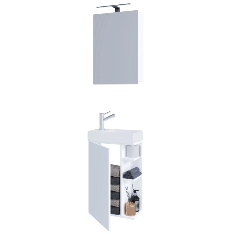 Forma di Ezooza Mobile Sospeso con lavabo in ceramica di alta qualità ed armadietto a specchio, Bianco ,