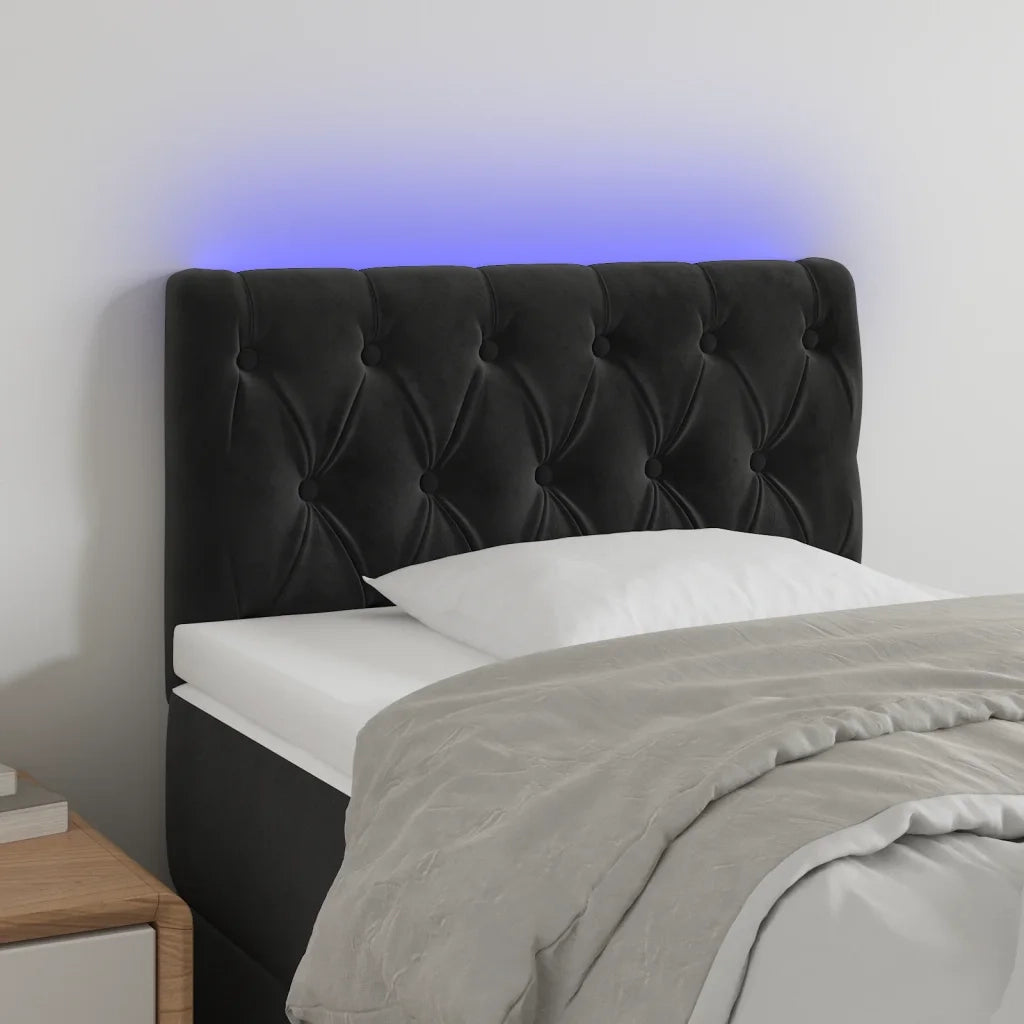 Testiera a LED-Testata con LED Nera 80x7x78/88 cm in Velluto