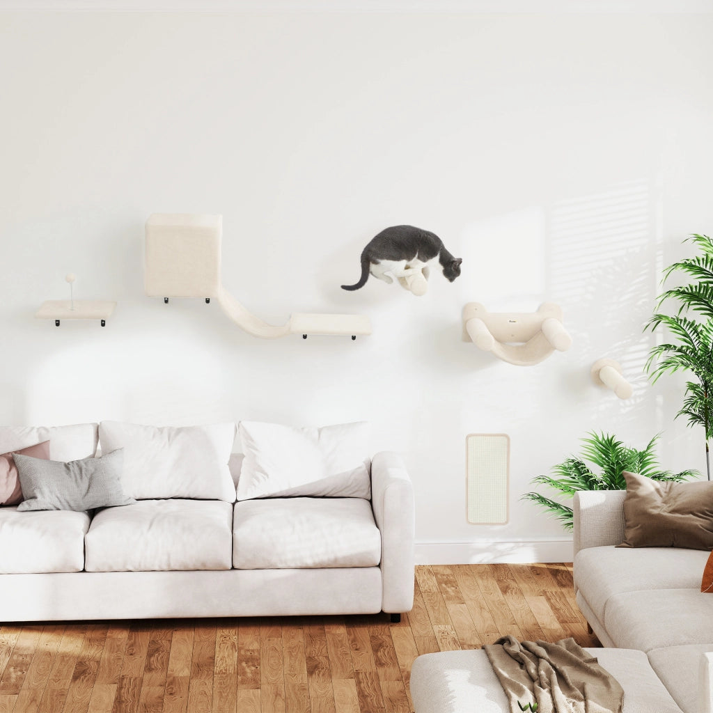 Gioco per Gatti da Parete con Piattaforma Amaca e Graffiatoio ¨C zephmum ¨C Beige