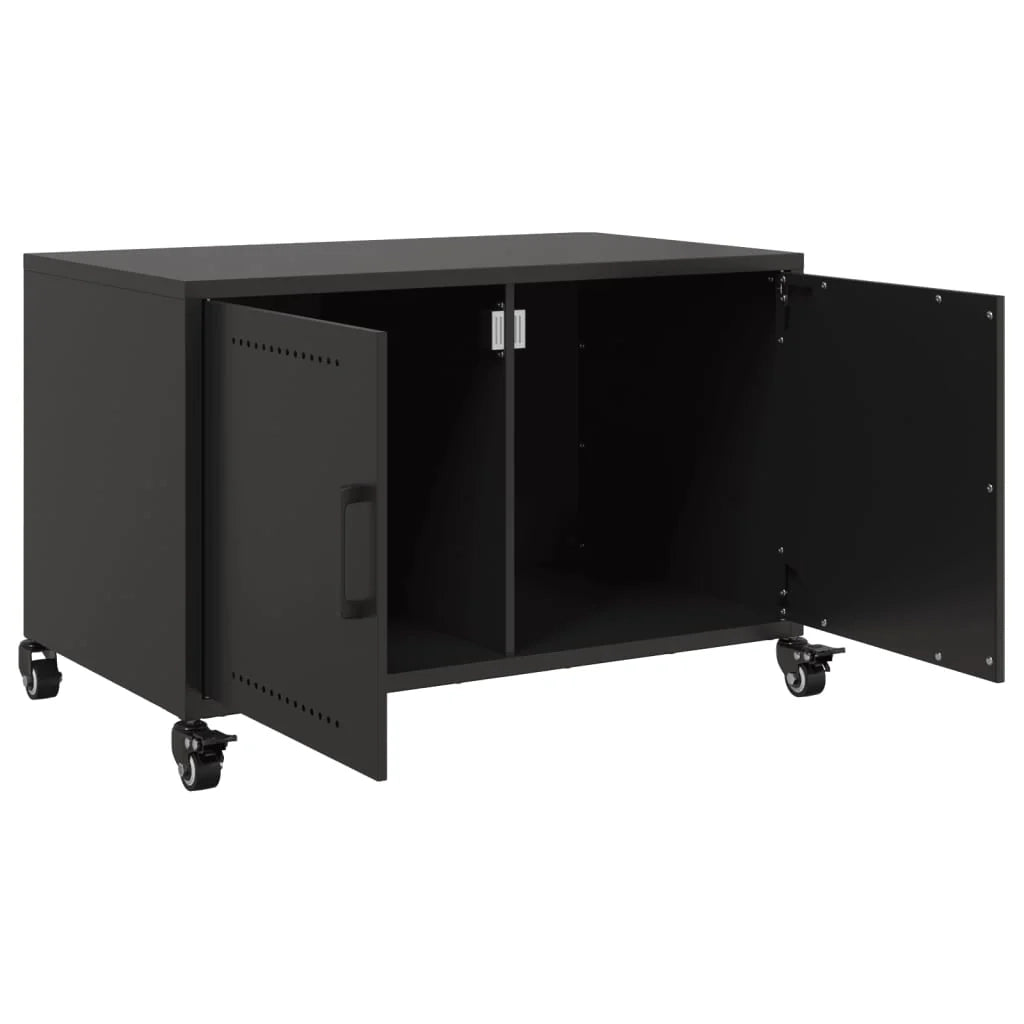 Mobile TV multimediale mensola TV credenza TV adatto per sala da pranzo soggiorno camera da letto 68 x 39 x 43,5 cm acciaio nero 02_0026152