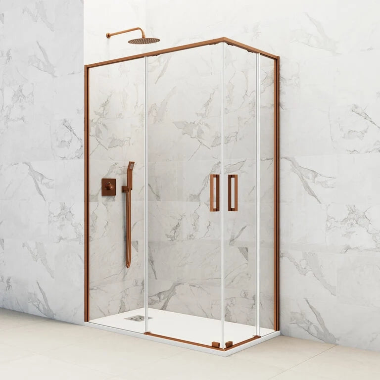 Box doccia angolare TWENTY apertura al vertice 90x75 cm (85-90/70-75) rame vetro trasparente