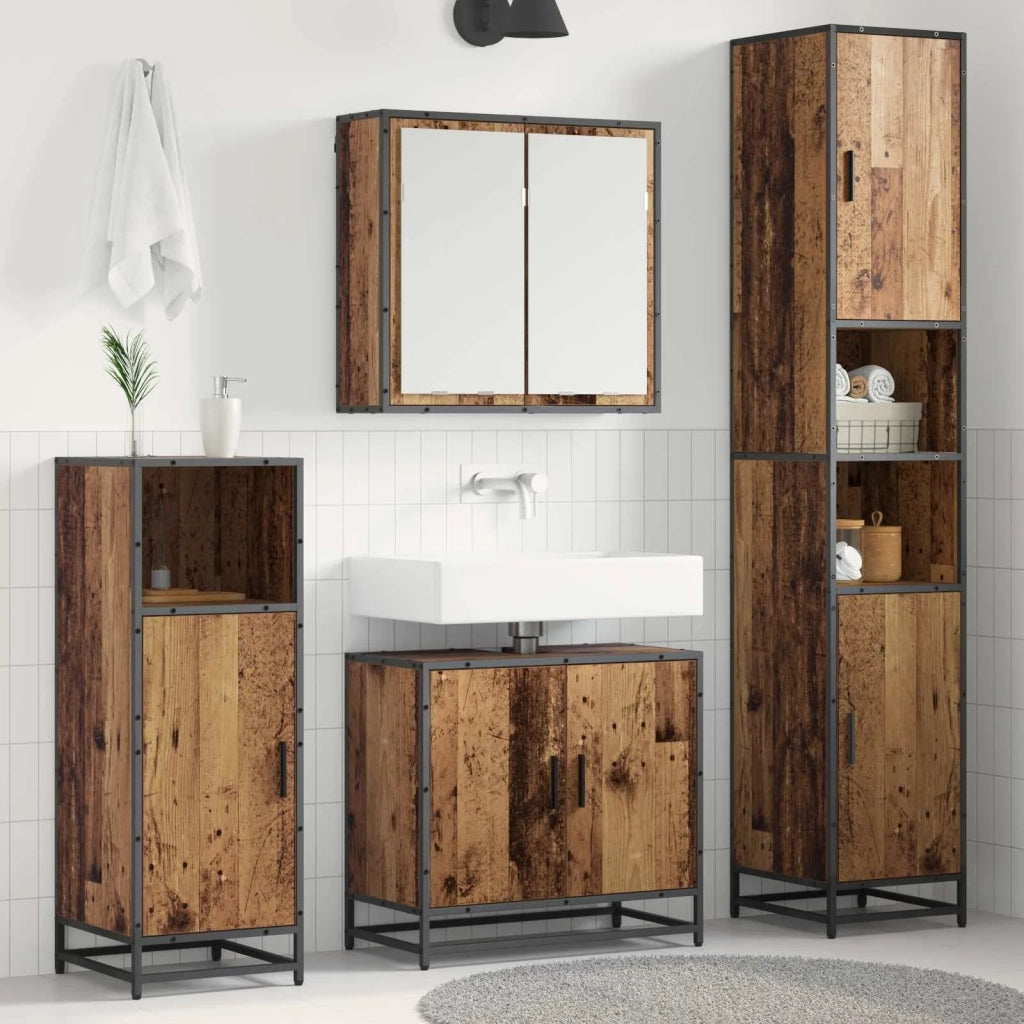 Set di mobili per il bagno con lo scaffale 3 pcs Legno vecchio 3402515