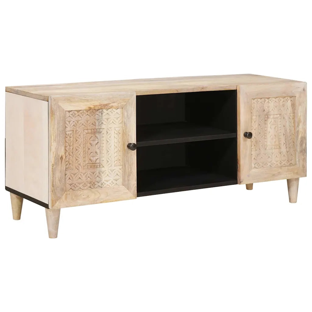 vidaXL Mobile TV Bianco 105 x 33 x 46 cm legno massello di mango