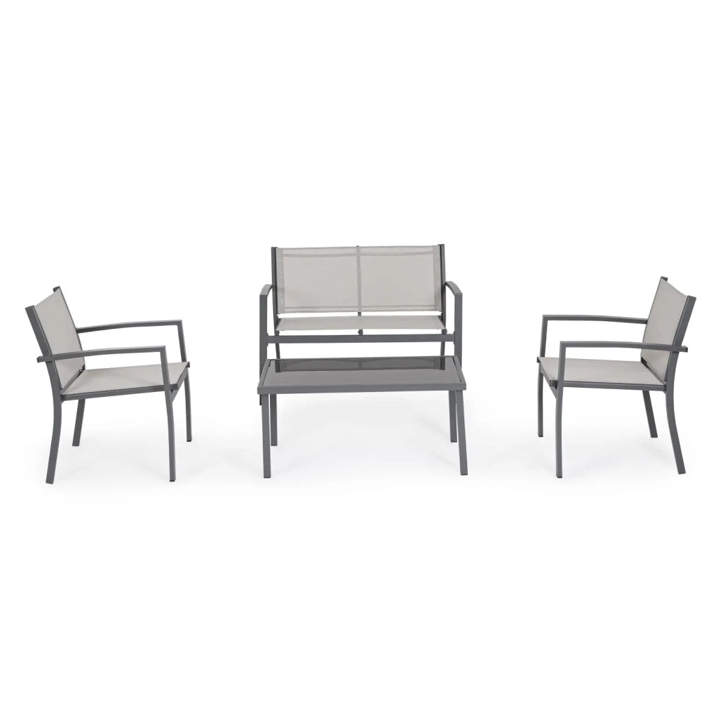 Salotto da giardino Florida 4 pezzi grigio chiaro