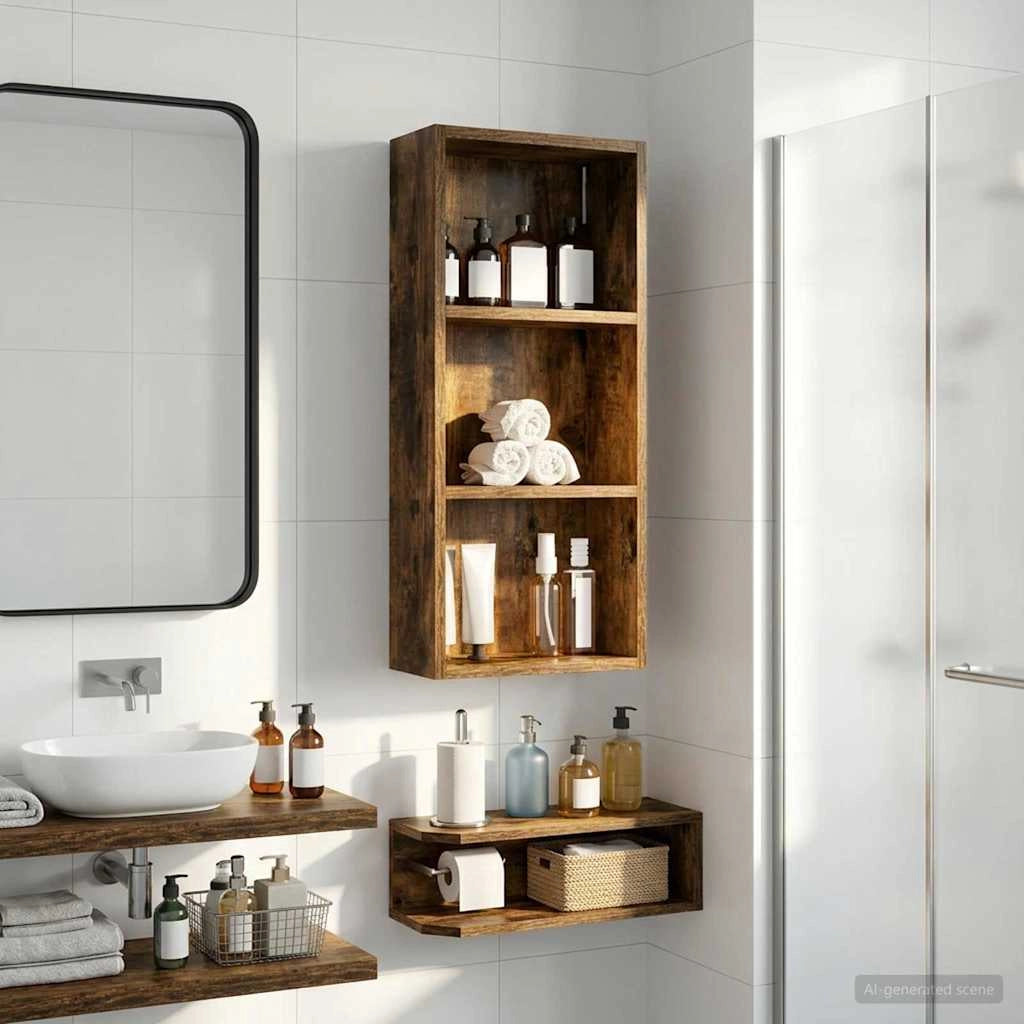 Armadio da bagno a muro Quercia Affumicata 30 x 14 x 70 cm 889331