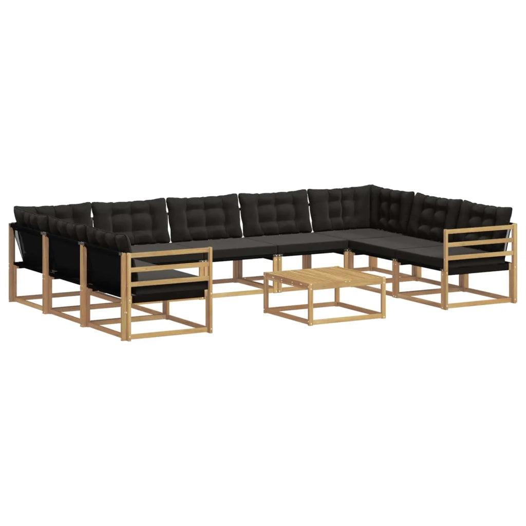 Set di divani da esterno 10 pz Bianco e Nero 3389082