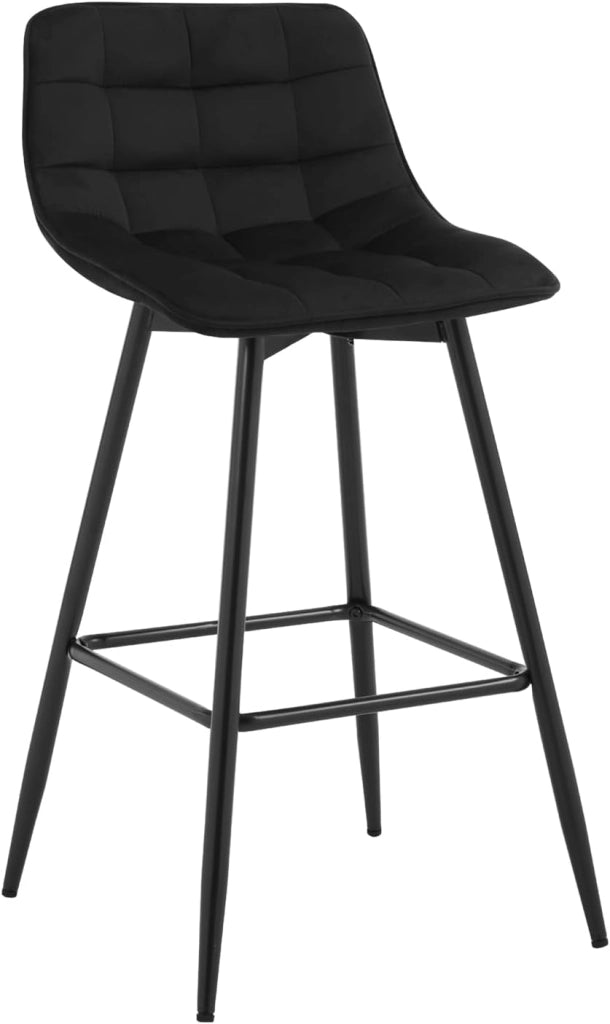 4X Sgabelli da Bar Moderni Sedia da Cucina Pranzo con Poggiapiedi Rivestimento in Velluto Nero