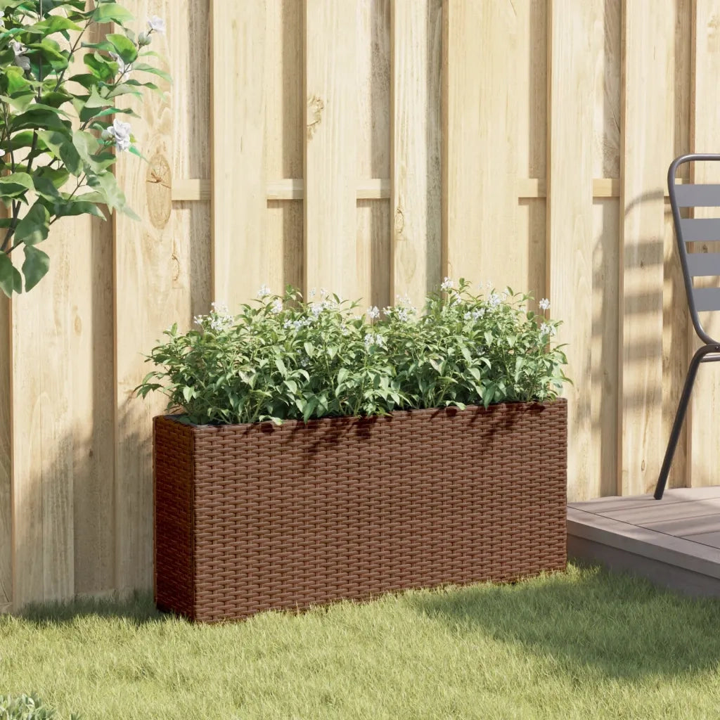Fioriera | Cassetta per fiori | Vaso con 2 Vasi Marrone 90x20x40 cm in Polyrattan