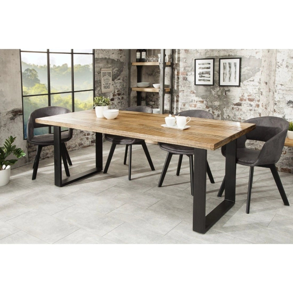 Tavolo da pranzo LODEN 160 cm – Piano in legno massello di mango e gambe in metallo nero