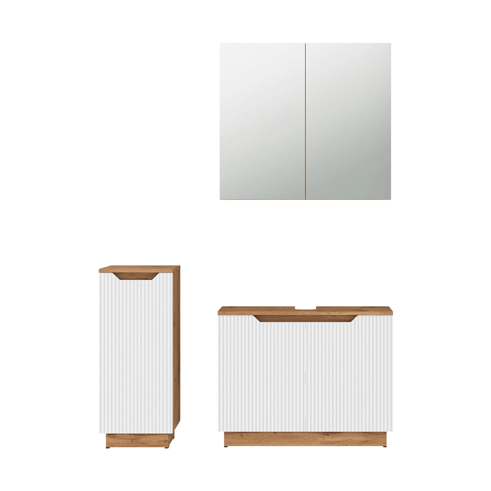 Vicco Set di mobili da bagno Rovere/bianco a strisce 3 parti